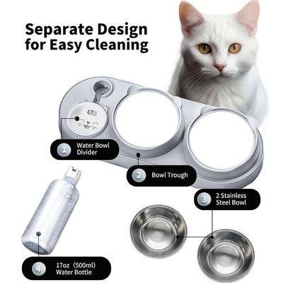 PetTribes Gamelle 3 en 1 Chat - Design Oreilles Chat, Bol Inox, 500ml