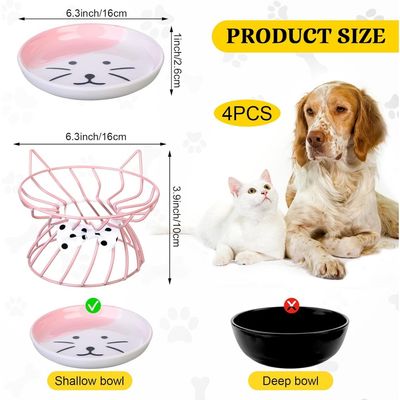ZooVenture Gamelle Chat Céramique 4 Pièces Support Métal