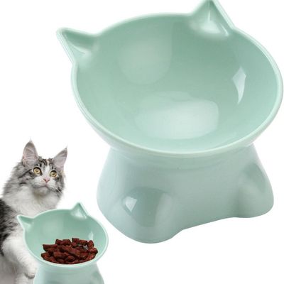 ZooVenture Gamelle Chat Inclinée - 15°, Verte, 13x7,5 cm