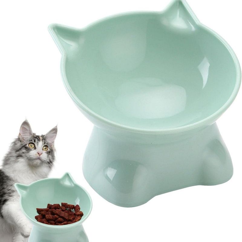 ZooVenture Schräger Katzennapf – 15°, Grün, 13 x 7,5 cm