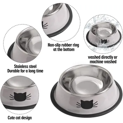 ZooVenture Gamelle Chat Inox 2 Pièces Anti-dérapante ZooVenture Gamelle Chat Inox 2 Pièces Anti-dérapante