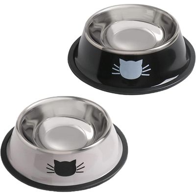 ZooVenture Gamelle Chat Inox 2 Pièces Anti-dérapante