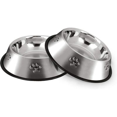 ZooVenture Lot 2 Gamelles Inox Ø22cm Antidérapantes