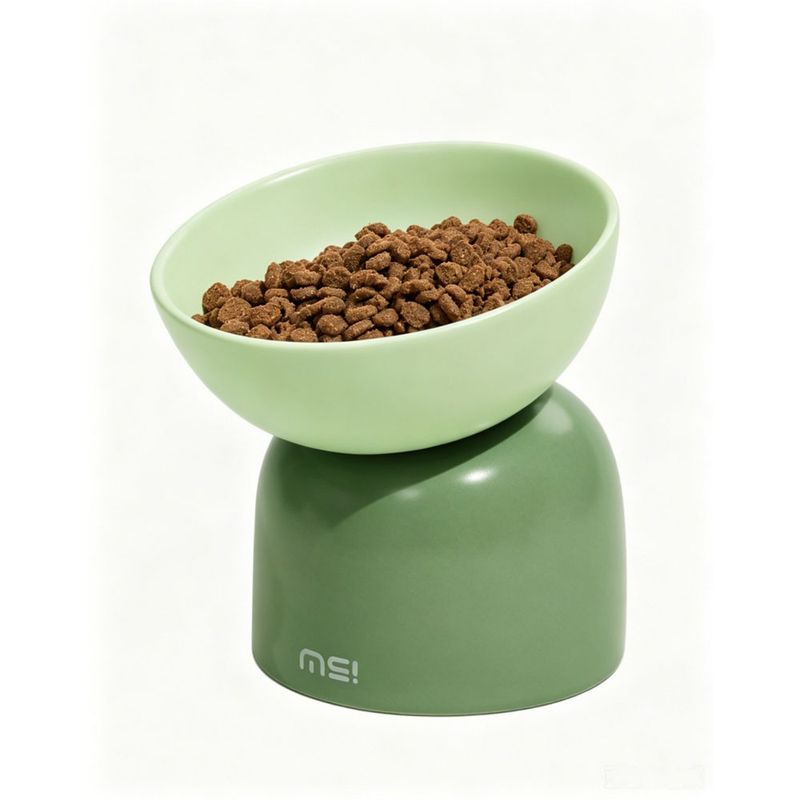 Zoomtopia Gamelle céramique surélevée chat vert 14cm anti-vomi