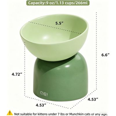 Zoomtopia Gamelle céramique surélevée chat vert 14cm anti-vomi