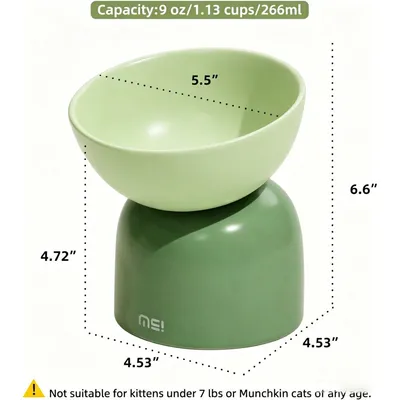 Zoomtopia Gamelle céramique surélevée chat vert 14cm anti-vomi Zoomtopia Gamelle céramique surélevée chat vert 14cm anti-vomi