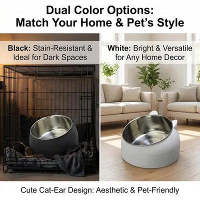 ZooVenture Gamelle Chat Inox 15° Blanc Noir 2P ZooVenture Gamelle Chat Inox 15° Blanc Noir 2P