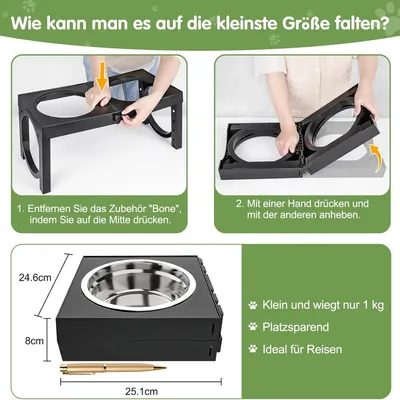 ZooVenture Support Gamelles Pliable - Bol Inox Double Couche ZooVenture Support Gamelles Pliable - Bol Inox Double Couche