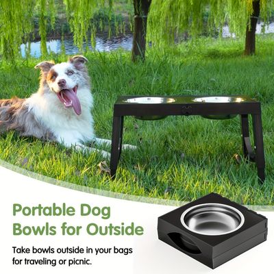 ZooVenture Support Gamelles Pliable - Bol Inox Double Couche