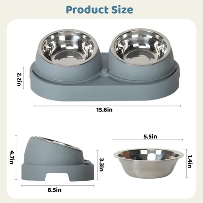 ZooVenture Gamelle Double Bol Inox - 15° Incliné ZooVenture Gamelle Double Bol Inox - 15° Incliné