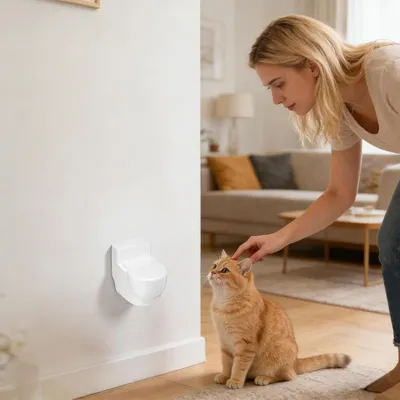 Zoomtopia Gamelle eau surélevée chat chien inox antidérapant blanc Zoomtopia Gamelle eau surélevée chat chien inox antidérapant blanc
