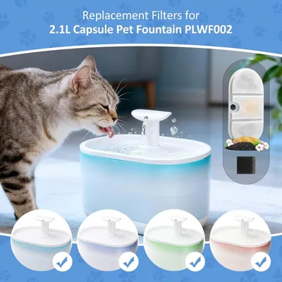 Feriva Lot 4 filtres pour fontaine chat PLWF002 triple filtration Feriva Lot 4 filtres pour fontaine chat PLWF002 triple filtration