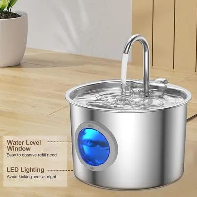 Zoomtopia Fontaine chat acier inox 304 2,2L silencieuse fenêtre eau Zoomtopia Fontaine chat acier inox 304 2,2L silencieuse fenêtre eau