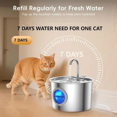 Zoomtopia Fontaine chat acier inox 304 2,2L silencieuse fenêtre eau Zoomtopia Fontaine chat acier inox 304 2,2L silencieuse fenêtre eau