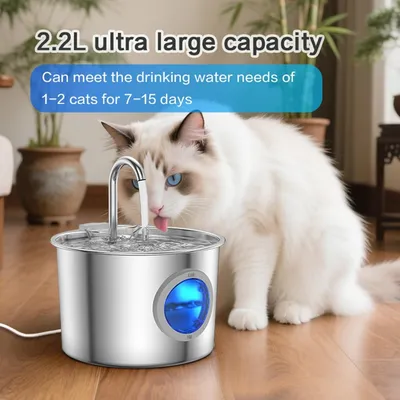 Zoomtopia Fontaine chat acier inox 304 2,2L silencieuse fenêtre eau Zoomtopia Fontaine chat acier inox 304 2,2L silencieuse fenêtre eau