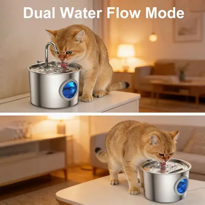 Zoomtopia Fontaine chat acier inox 304 2,2L silencieuse fenêtre eau Zoomtopia Fontaine chat acier inox 304 2,2L silencieuse fenêtre eau