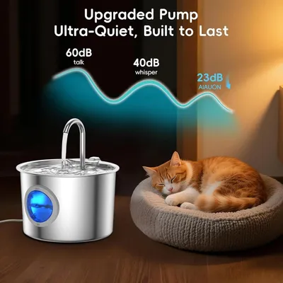 Zoomtopia Fontaine chat acier inox 304 2,2L silencieuse fenêtre eau Zoomtopia Fontaine chat acier inox 304 2,2L silencieuse fenêtre eau