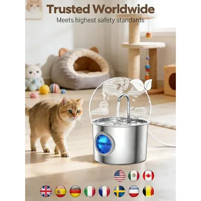 Zoomtopia Fontaine chat acier inox 304 2,2L silencieuse fenêtre eau Zoomtopia Fontaine chat acier inox 304 2,2L silencieuse fenêtre eau