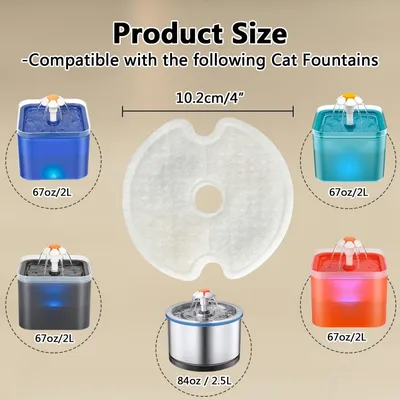 Zoomtopia Lot 4 filtres pour fontaine chat 2,5L coton charbon résine Zoomtopia Lot 4 filtres pour fontaine chat 2,5L coton charbon résine