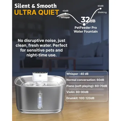 Zoomtopia Fontaine chat acier inox 3,2L sans fil 3 modes Zoomtopia Fontaine chat acier inox 3,2L sans fil 3 modes