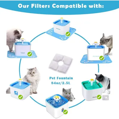 Zoomtopia Lot 8 filtres pour fontaine chat chien 2,5L triple action Zoomtopia Lot 8 filtres pour fontaine chat chien 2,5L triple action
