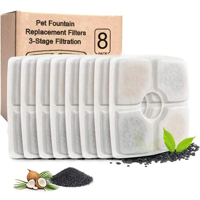 Zoomtopia Lot 8 filtres pour fontaine chat chien 2,5L triple action