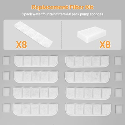 Applicable à SIBAYS Lot 8 filtres + 8 éponges pour fontaine FS70 10,5L