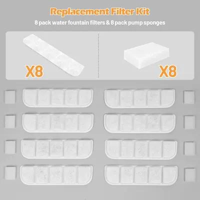 Applicable à SIBAYS Lot 8 filtres + 8 éponges pour fontaine FS70 10,5L Applicable à SIBAYS Lot 8 filtres + 8 éponges pour fontaine FS70 10,5L