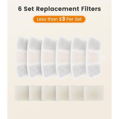 Zoomtopia Lot 6 filtres pour fontaine PW04 3,5L acier inox