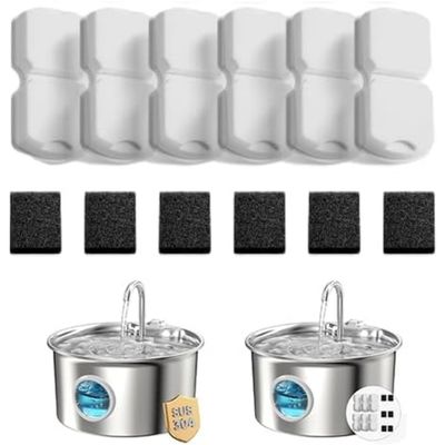 Applicable à ATMZIQXR Lot 6 filtres + 6 éponges pour fontaine S18 2,6L