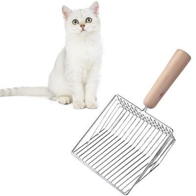 PetTribes Pelle à Litière Inoxydable Manche Bois Antirouille
