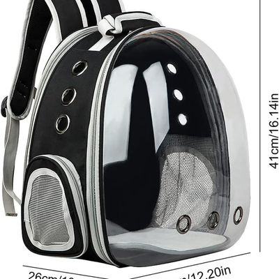 MCBOSON Sac à dos animal compartiments transparents noir