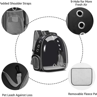 MCBOSON Sac à dos animal compartiments transparents noir MCBOSON Sac à dos animal compartiments transparents noir