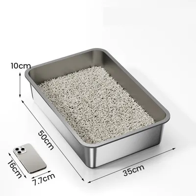 ZooVenture Bac Litière Inox - 50x35x10 cm, Anti-Rouille