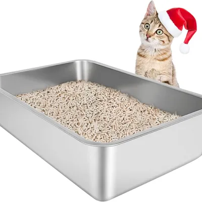ZooVenture Bac Litière Inox - 50x35x10 cm, Anti-Rouille