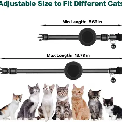 Airtag-Katzenhalsband, Sicherheitsverschluss, Glöckchen, 22-35 cm Airtag-Katzenhalsband, Sicherheitsverschluss, Glöckchen, 22-35 cm