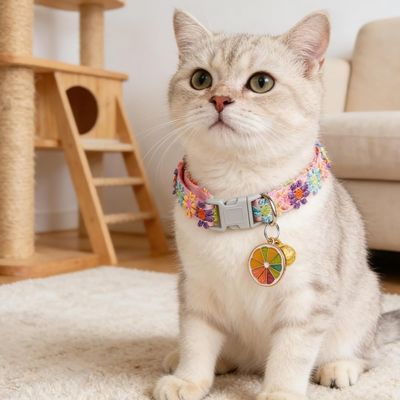ZooVenture Collares de gato bordados con flores, 3 piezas