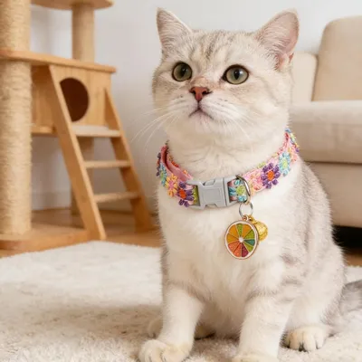 ZooVenture Katzenhalsband 3 Stück Bestickte Blumen Verstellbar ZooVenture Katzenhalsband 3 Stück Bestickte Blumen Verstellbar
