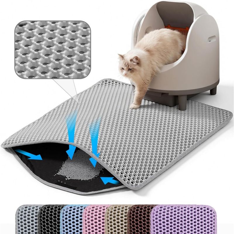Zoomtopia Tapis de litière double couche nid d'abeille 60x45cm gris