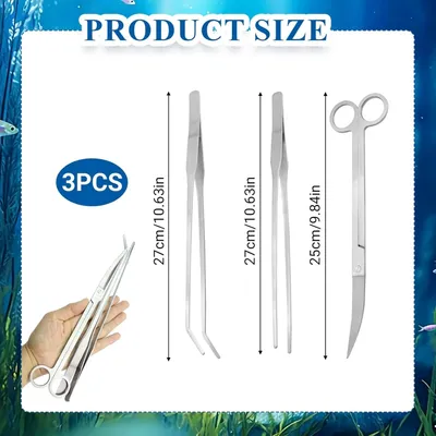 ZooVenture Kit 3-en-1 Aquarium - Pince, Ciseaux, Inox ZooVenture Kit 3-en-1 Aquarium - Pince, Ciseaux, Inox