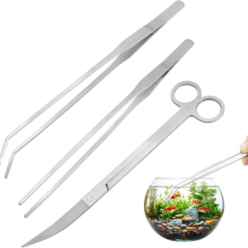 ZooVenture Kit 3-en-1 Aquarium - Pince, Ciseaux, Inox