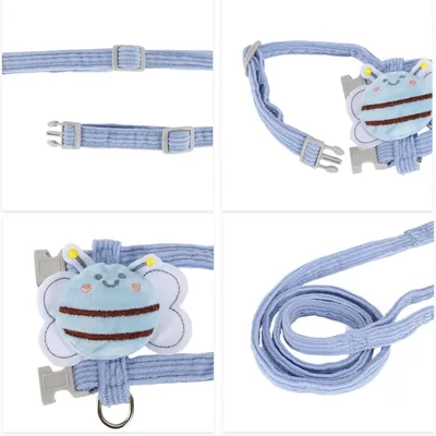 Harnais Chat PetTribes Bleu Design Abeille et Laisse Ajustable Harnais Chat PetTribes Bleu Design Abeille et Laisse Ajustable