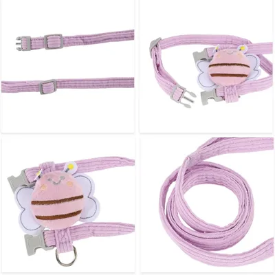 Harnais Chat PetTribes Mauve Design Abeille et Laisse Ajustable
