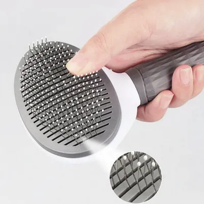 PetTribes Brosse Démêlante Chat Chien, Aiguilles Inox, 1 Bouton PetTribes Brosse Démêlante Chat Chien, Aiguilles Inox, 1 Bouton