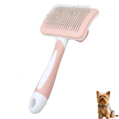 PetTribes Brosse Auto-Nettoyante Chiens Petits Poils Longs, Rose