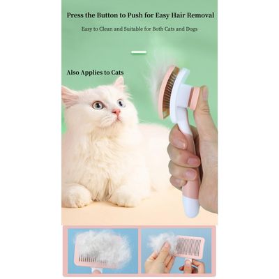 PetTribes Brosse Auto-Nettoyante Chiens Petits Poils Longs, Rose