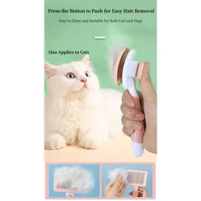 PetTribes Brosse Auto-Nettoyante Chiens Petits Poils Longs, Rose PetTribes Brosse Auto-Nettoyante Chiens Petits Poils Longs, Rose