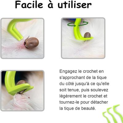 2 Pinces à Tiques + 3 Outils Anti-Tiques - Kit Extraction Sécurisé Animaux