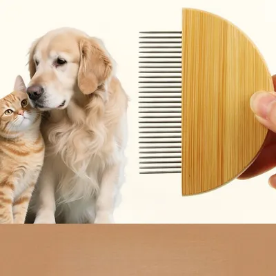 FurryFusion Peigne anti-puces en bois pour animaux de compagnie FurryFusion Peigne anti-puces en bois pour animaux de compagnie