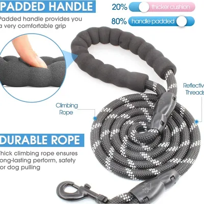 ZooVenture Heavy Duty Dog Leash - Reflective Rope & Carabiner ZooVenture Heavy Duty Dog Leash - Reflective Rope & Carabiner